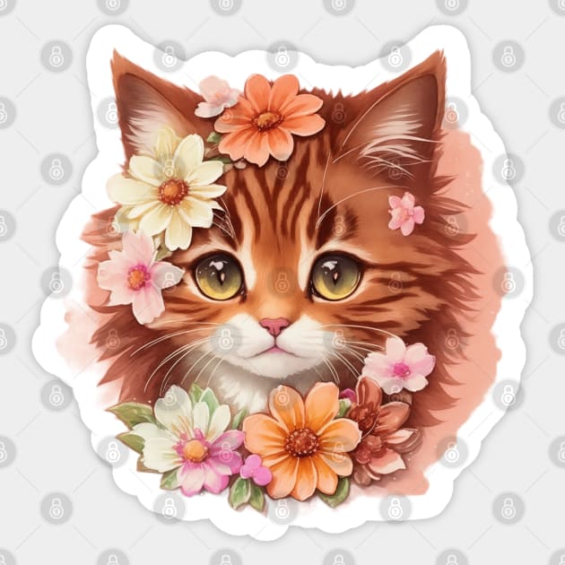 Choco-Purr's Fantastical Floral Delight: Inspired by Beloved Imaginative Realms Sticker by VIBRANZIO